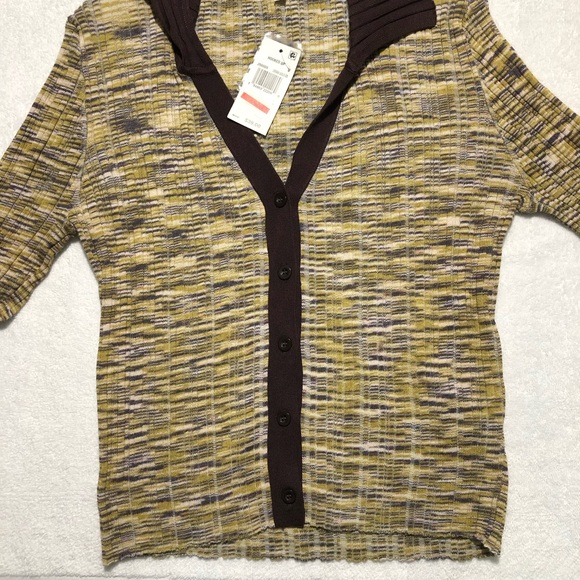 Hooked up Womens Ribbed Collared Cardigan Sweater, Size L, New - Picture 4 of 10
